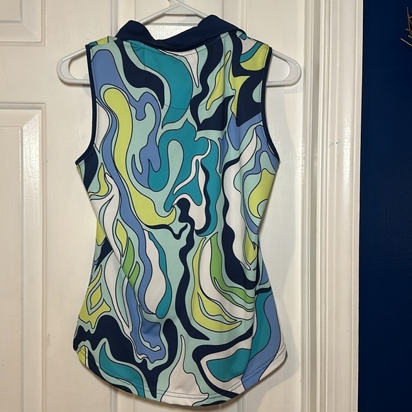 NWT Ana Clare Active Ocean Waves Polyester & Spandex UPF 50 Sleeveless Top S - Picture 5 of 6